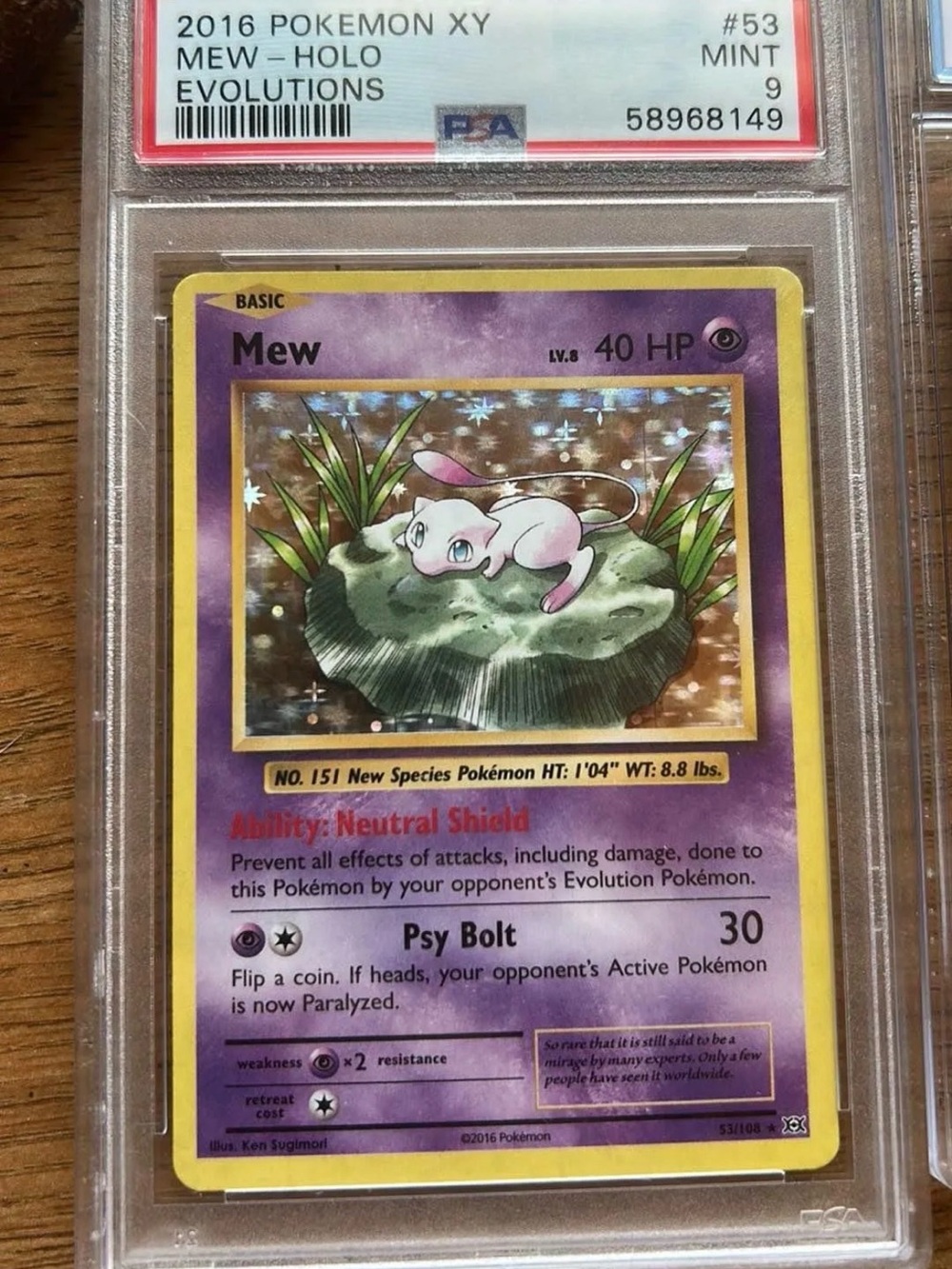 Pokemon Mew Holo Card - Purple & Yellow Border